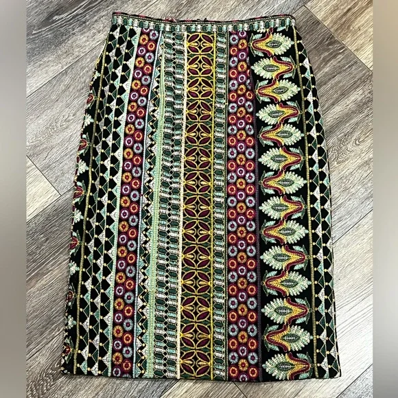 Anthropologie Vanessa Virginia Moroccan Nights Embroidered Midi Pencil Skirt - Picture 5 of 9